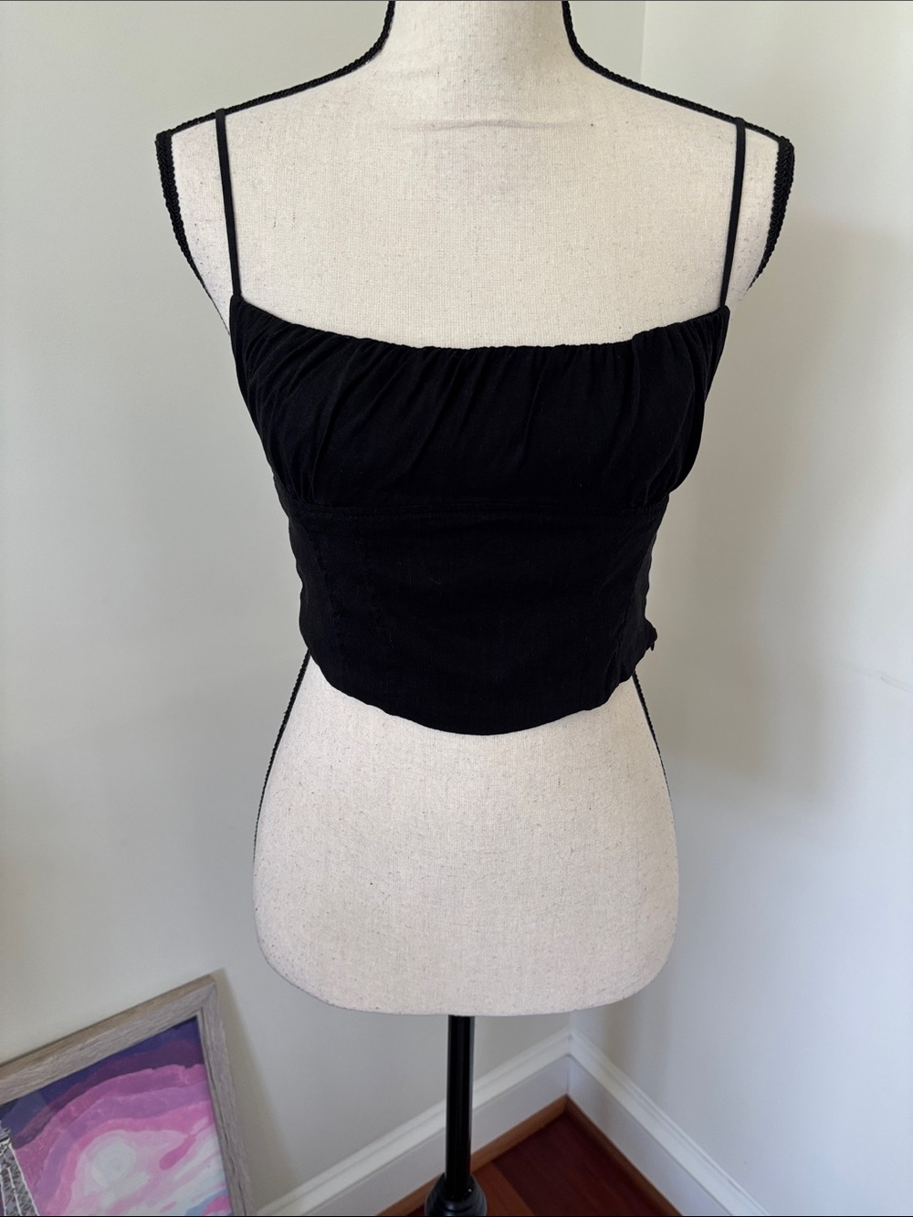 Zara Black Spaghetti Strap Crop Top Small